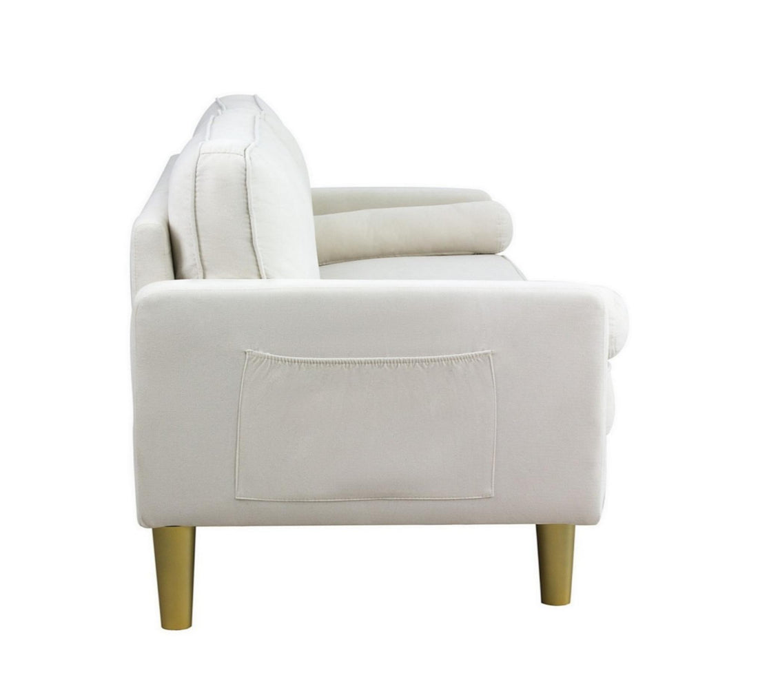 Linen Sofa Couch With 2 Pillows, Mid Century Modern Couches, 3 Seater  Couches For Bedroom Furniture, Home Office