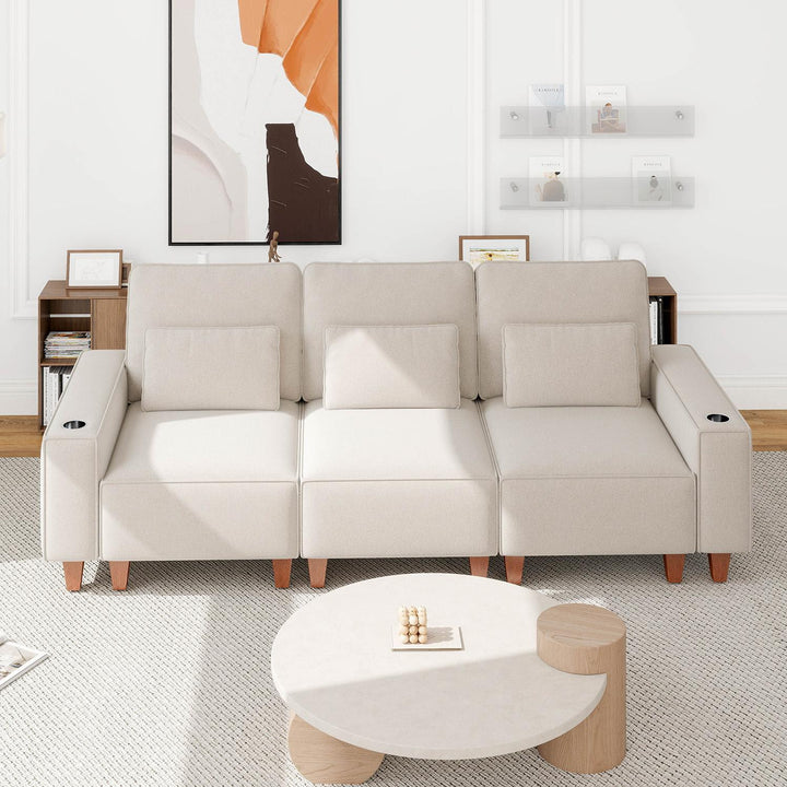 Sectional Sofa with Cup Holder for Living Room,Apartment,Bedroom