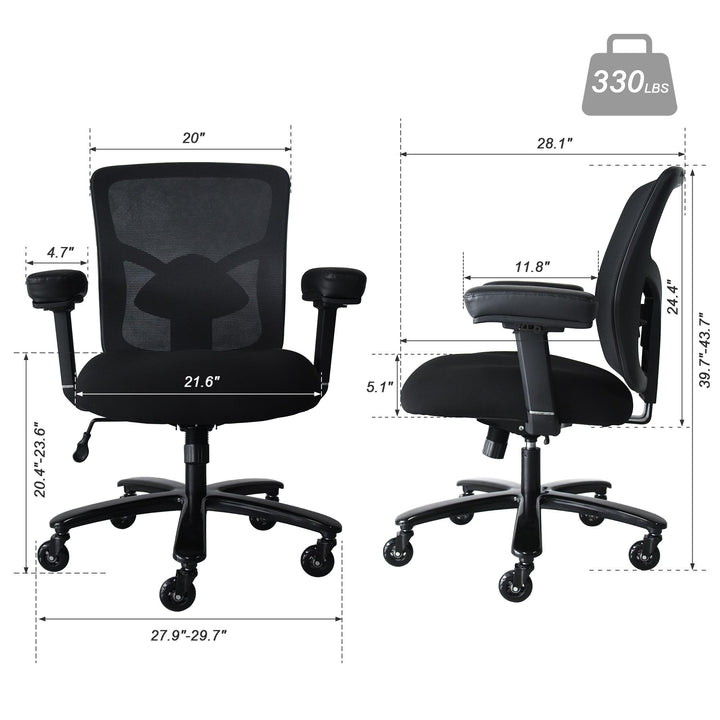 Big and Tall Office Chair 400lbs, Ergonomic Mesh Desk Computer Chair with Adjustable Lumbar Support Arms High Back Wide Seat Task Executive Rolling Sw