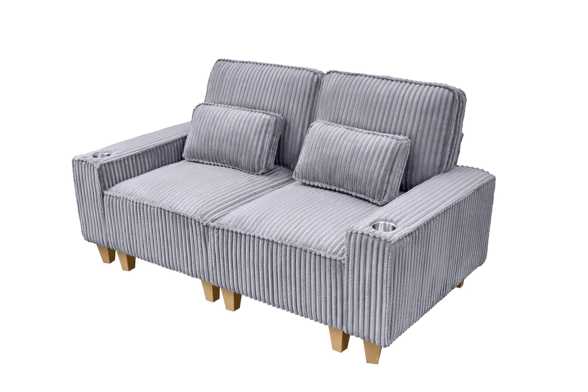 Corduroy Sectional Sofa with Cup Holder for Living Room（single sofa chair/2 Seater Loveseat/3 Seater sofa）
