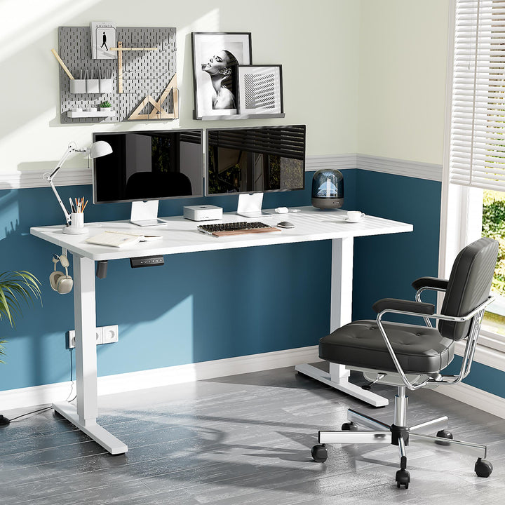 Ergonomic Height Adjustable Table with T-Shaped Metal Bracket Modern Computer Workstations