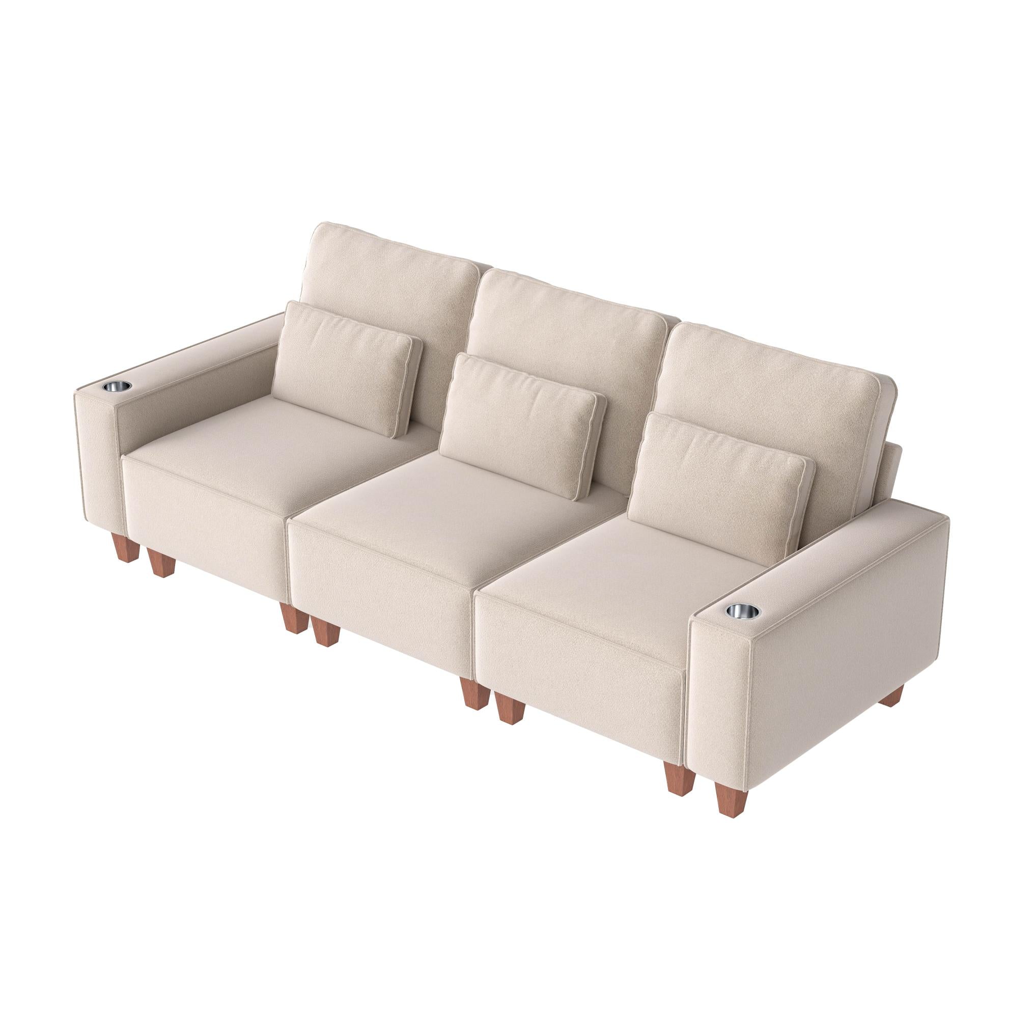 Sectional Sofa with Cup Holder for Living Room,Apartment,Bedroom