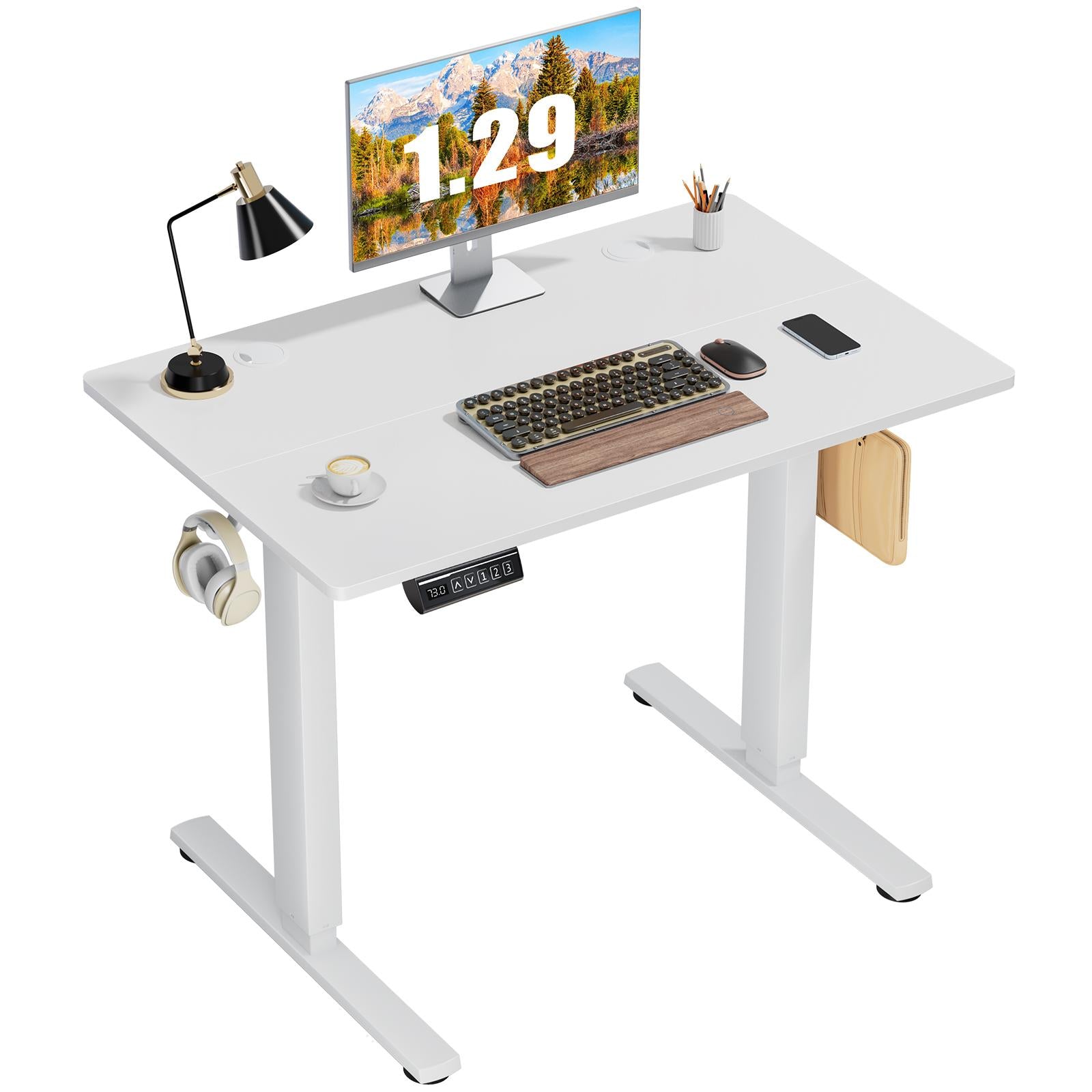 Ergonomic Height Adjustable Table with T-Shaped Metal Bracket Modern Computer Workstations