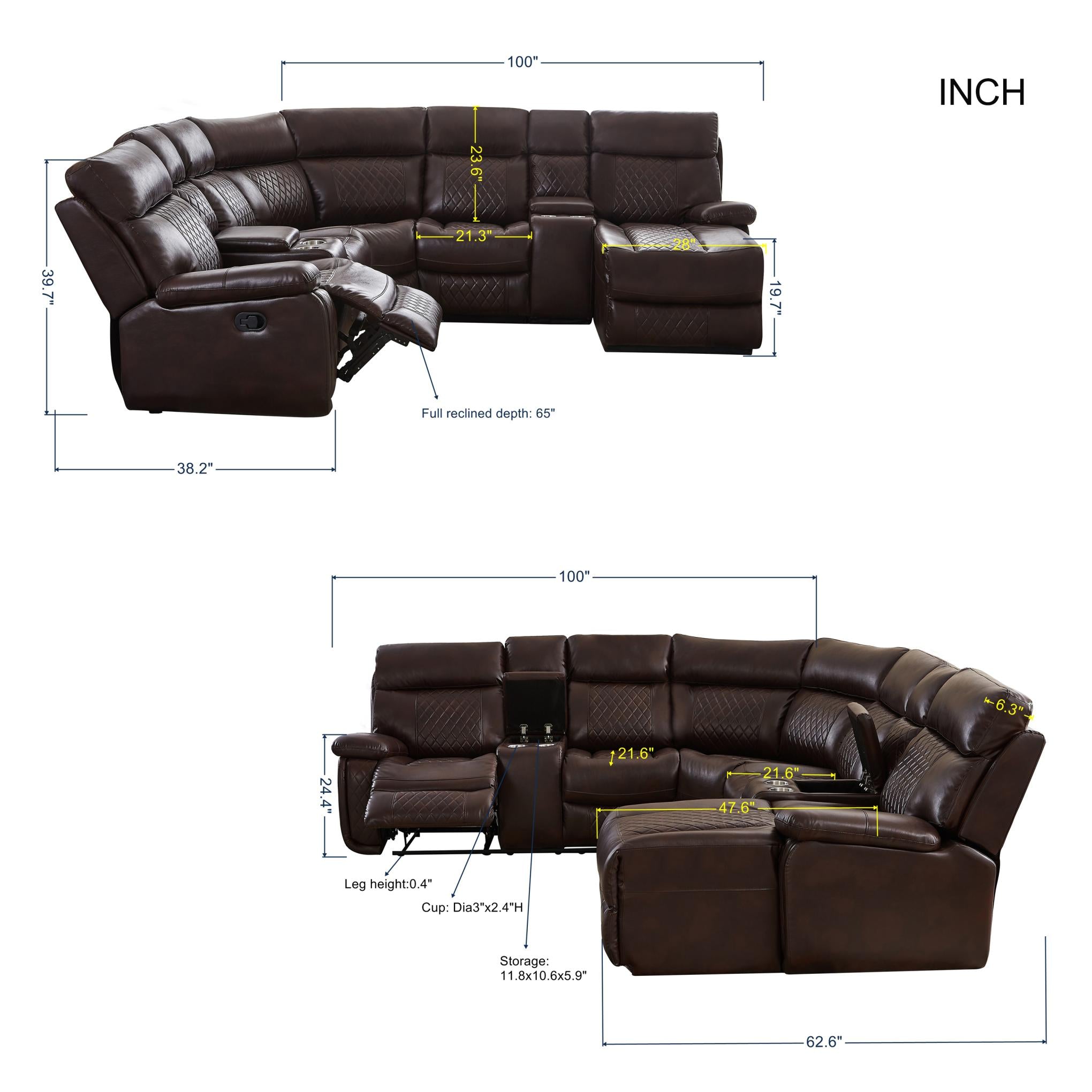 Sectional Manual Recliner Living Room Set(This product is an oversized item/LTL )