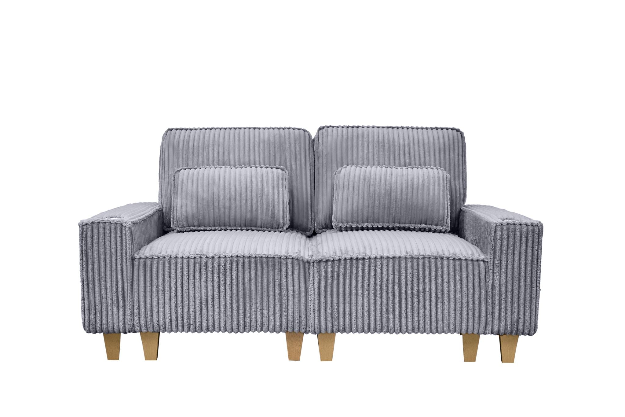 Corduroy Sectional Sofa with Cup Holder for Living Room（single sofa chair/2 Seater Loveseat/3 Seater sofa）
