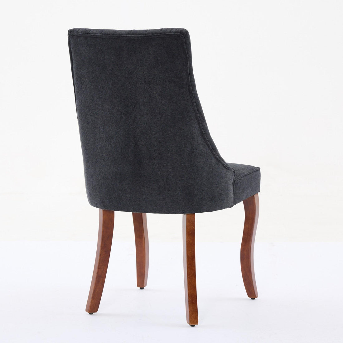 Rayon Cloth Flocking Linen Dining Chairs  Comfy Fabric Upholstered Accent Chair for Dining Room with Curved Solid Wood Legs,Set of 2