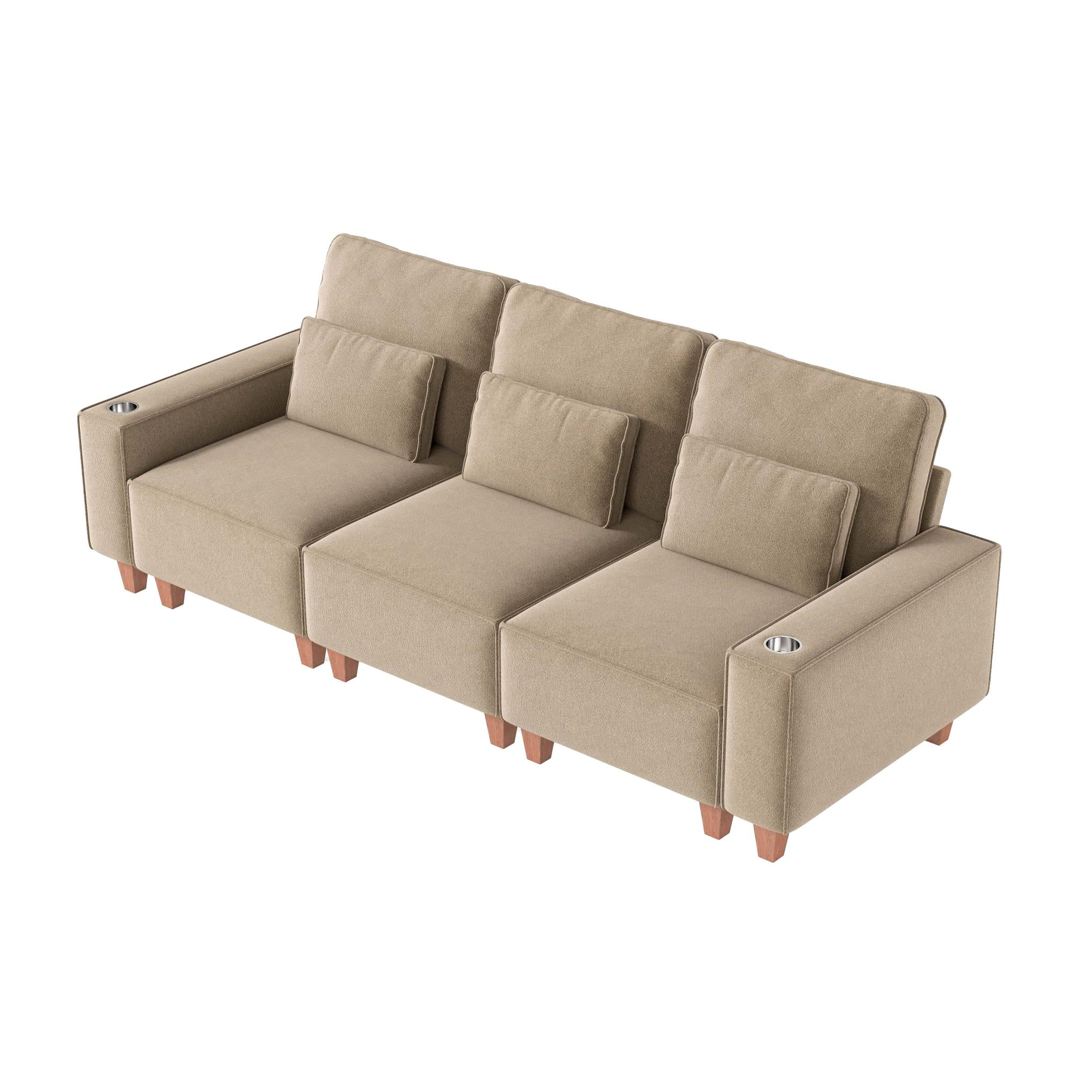 Sectional Sofa with Cup Holder for Living Room,Apartment,Bedroom