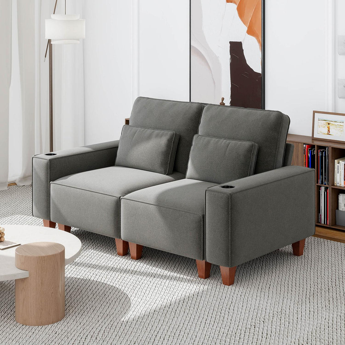Sectional Sofa with Cup Holder for Living Room,Apartment,Bedroom