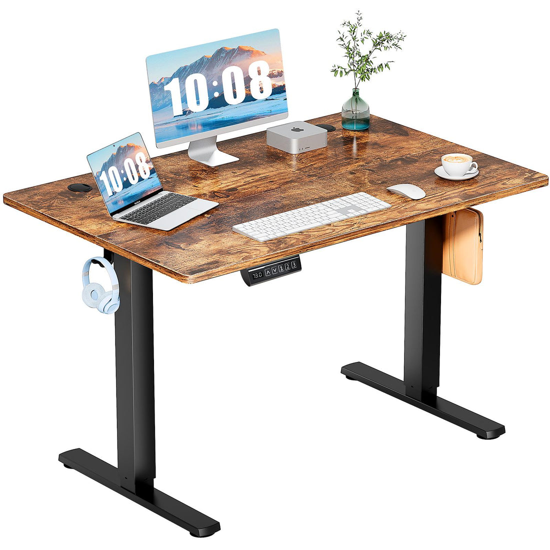 Ergonomic Height Adjustable Table with T-Shaped Metal Bracket Modern Computer Workstations